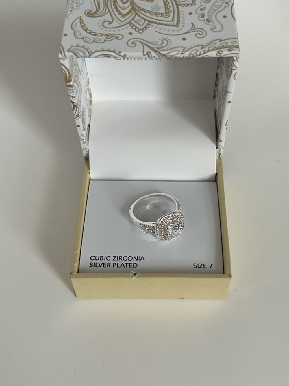 Charter Club Silver-Tone Cubic Zirconia Ring Size 7